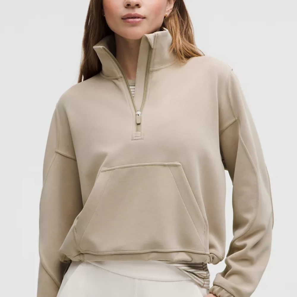 Lulu lemon Brushed Softstreme Half Zip sheer Oak